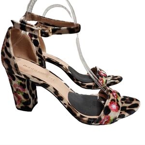 Madden Girl Velvety Embroidered Leppard floral heels.